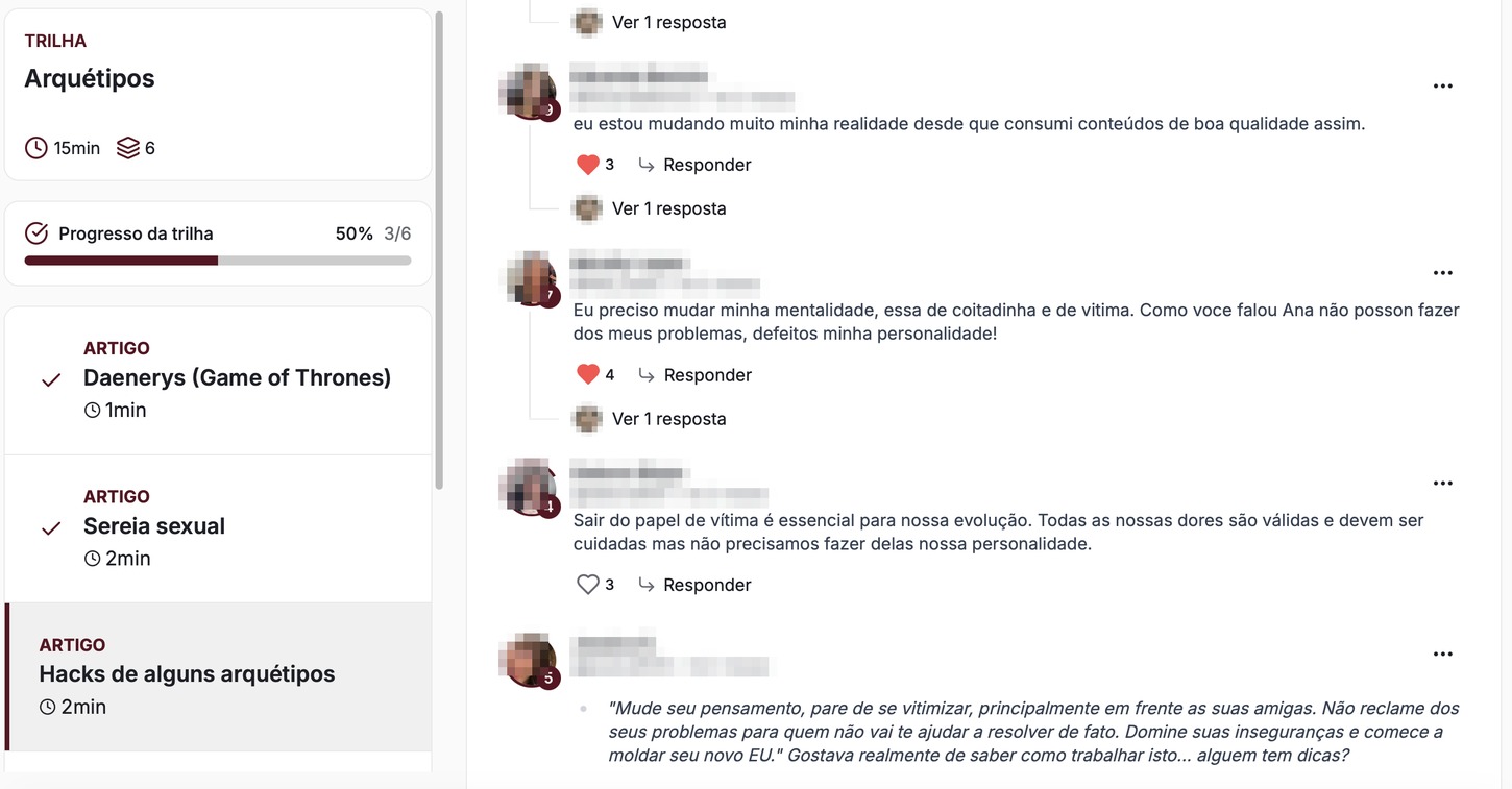 Conversas entre as membras dentro da comunidade