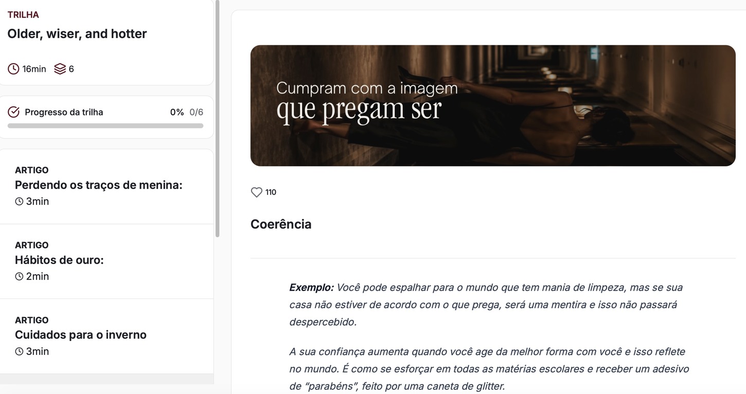 Uma trilha de conteúdo por dentro da plataforma